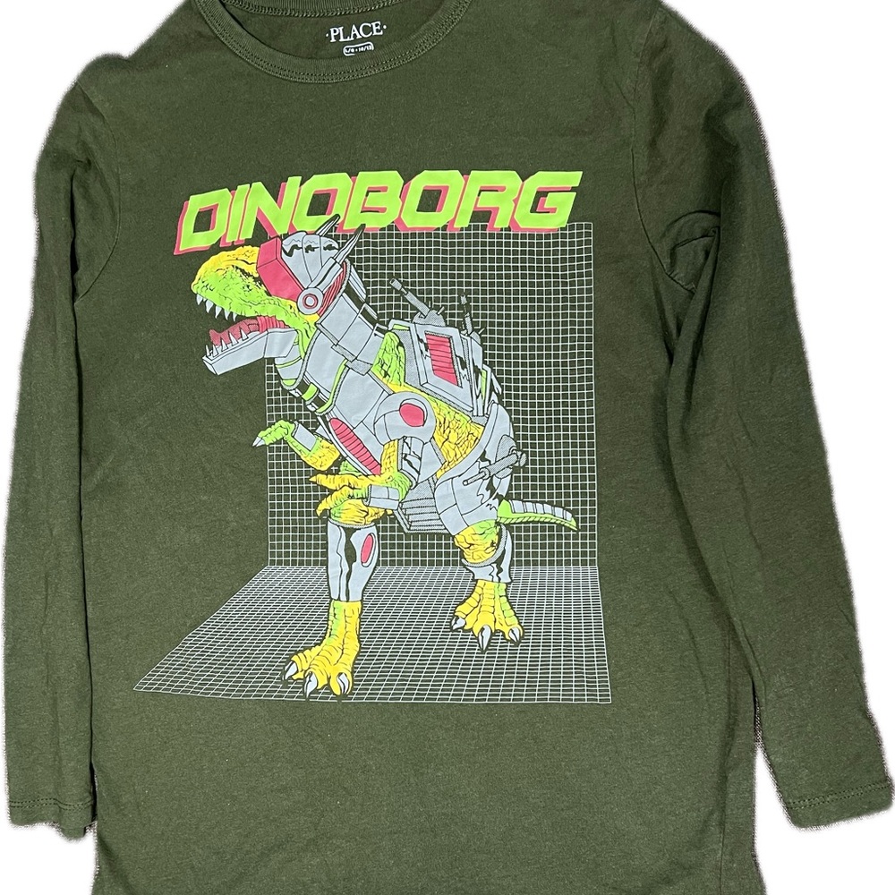 The children’s place dinosaur robot long sleeve graphic tee boys  large 10/12
